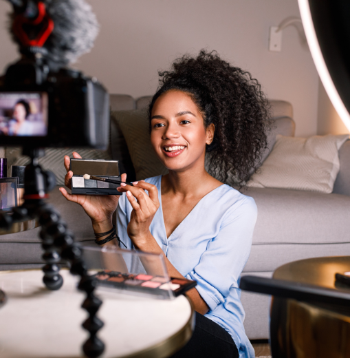 Creator filming a beauty review